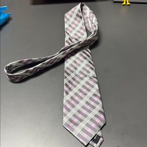 Stylish Gray and Pink Checkered Tie